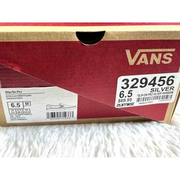 NWT Vans Slip-On Pro Rainbow Iridescent Silver Skate Shoes - Picture 5 of 6